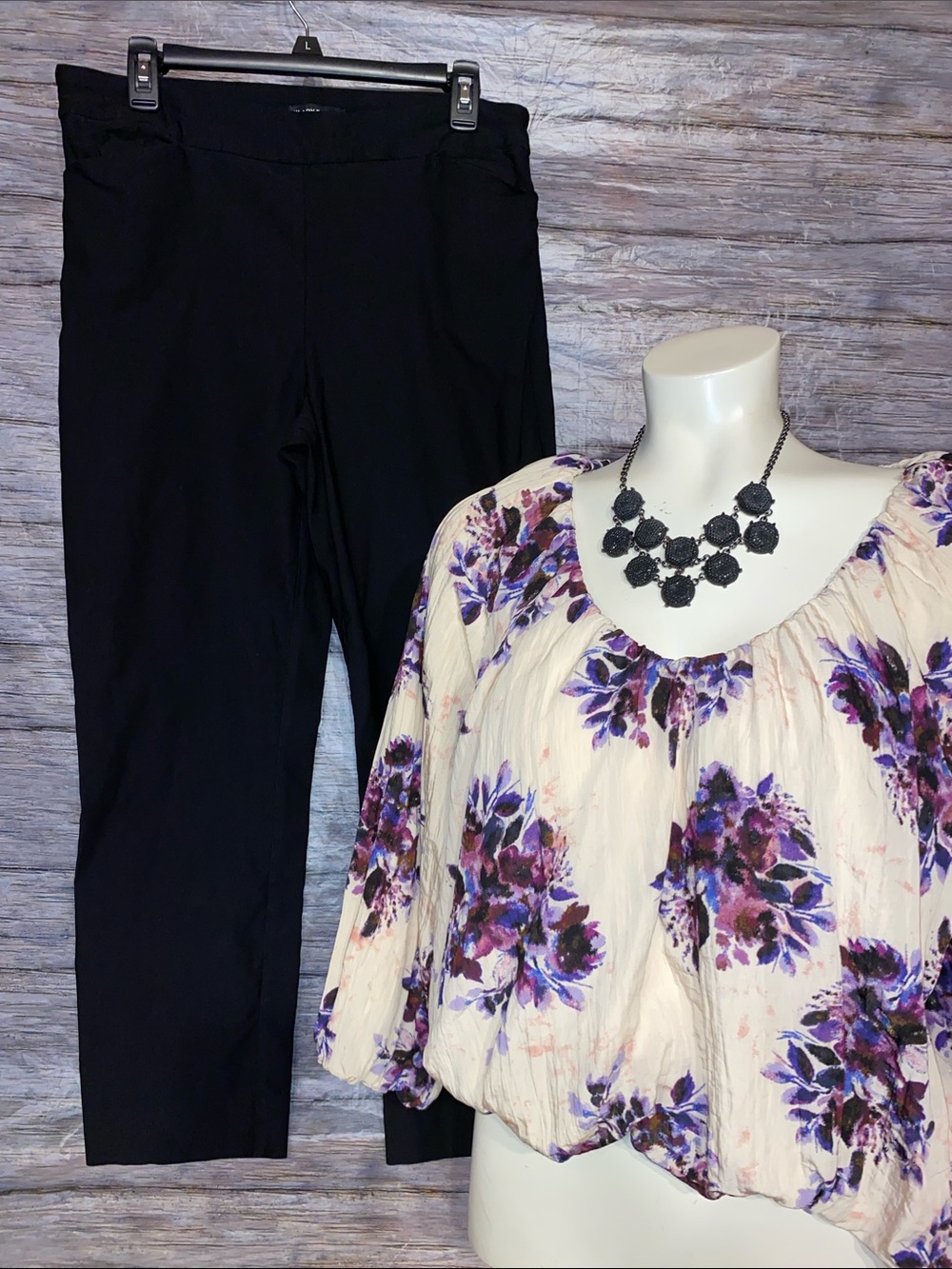 Hilary Radley Black Ankle & Cropped Pull On Dress Pants
